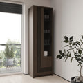 Vitrinenschrank mit 1 T¨¹r und Fr?sfront aus Holzwerkstoff in Dunkelbraun und Schwarzer Eiche, 61,8 ¡Á 198,3