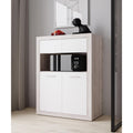 Highboard mit 4 T¨¹ren und offenem Fach aus Holzwerkstoff in Sandeiche und Wei?, 93 ¡Á 136,7