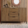 Sideboard mit 2 T¨¹ren, 3 Schubladen und verstellbarem Einlegeboden in dunkler Eiche, 120 ¡Á