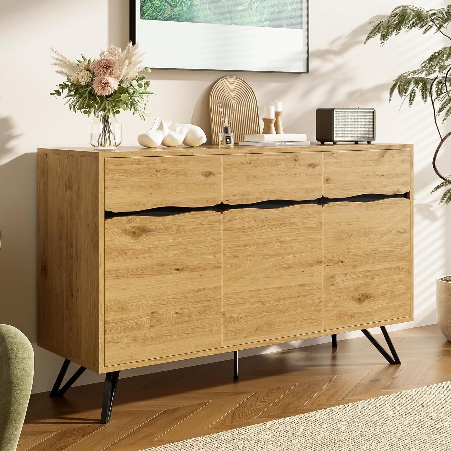 Sideboard mit 3 T¨¹ren und Metallbeinen, 140 ¡Á 40