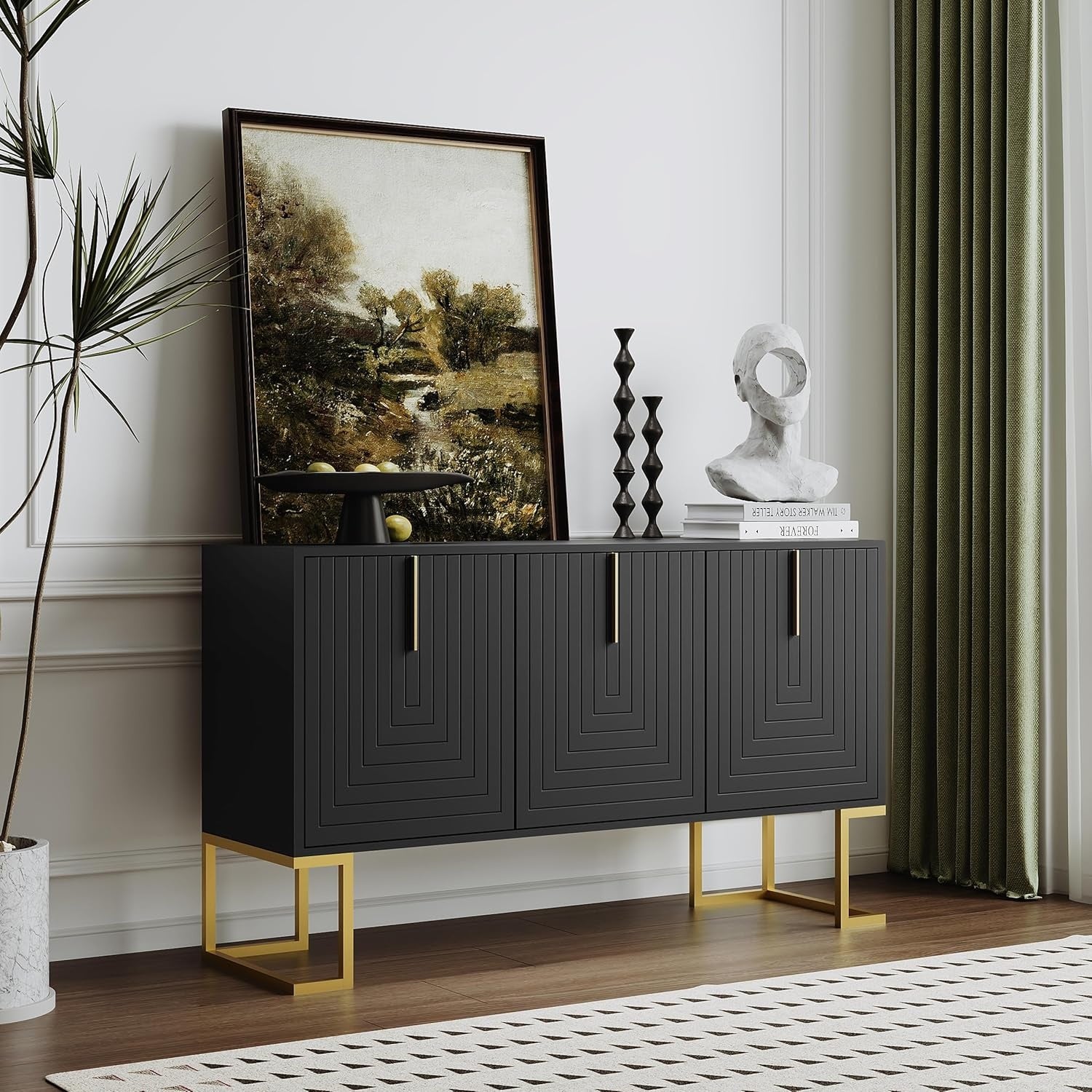 Sideboard mit 3 T¨¹ren, verstellbarem Einlegeboden und Metallbeinen