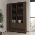 Vitrine mit 2 T¨¹ren und dekorativer Fr?sung, Dunkelbraun und Schwarz, 116,5 ¡Á 172,7