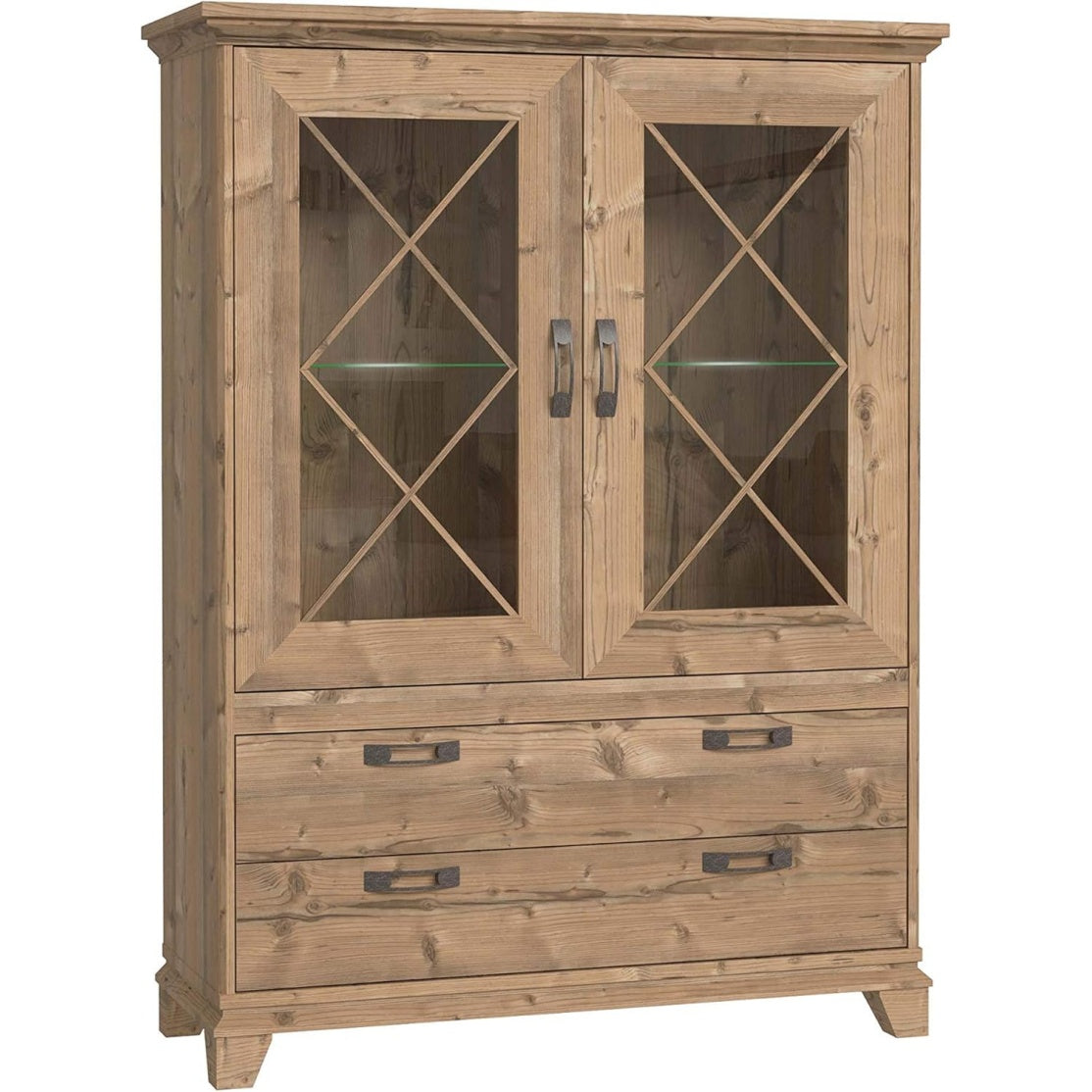 Vitrine mit 2 Glast¨¹ren und 2 Schubladen aus Holzwerkstoff in Bramberg-Fichte, 120,3