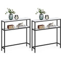 Konsolentisch-Set mit 2 Ablagen, 20 ¡Á 80 ¡Á 80 cm, Marmorwei? und Tin