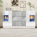 Sideboard mit 2 T¨¹ren, 3 Schubladen und LED-Beleuchtung, 140 ¡Á