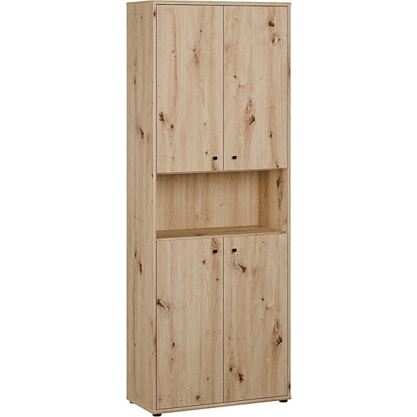 Schrank mit offenem Regalfach und 4 T¨¹ren aus Holzwerkstoff in Artisan-Eiche, 73,7 ¡Á 197,5