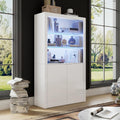 Hochschrank mit LED-Beleuchtung, 2 T¨¹ren und Glasb?den, Hoch